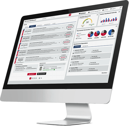 Desktop displaying Lennox service dashboard